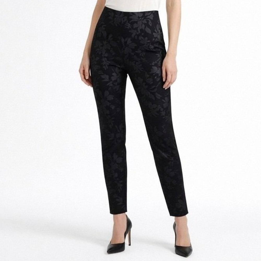Soft Surroundings Twilight Floral Pants Size SP Black Ponte Translucent Print